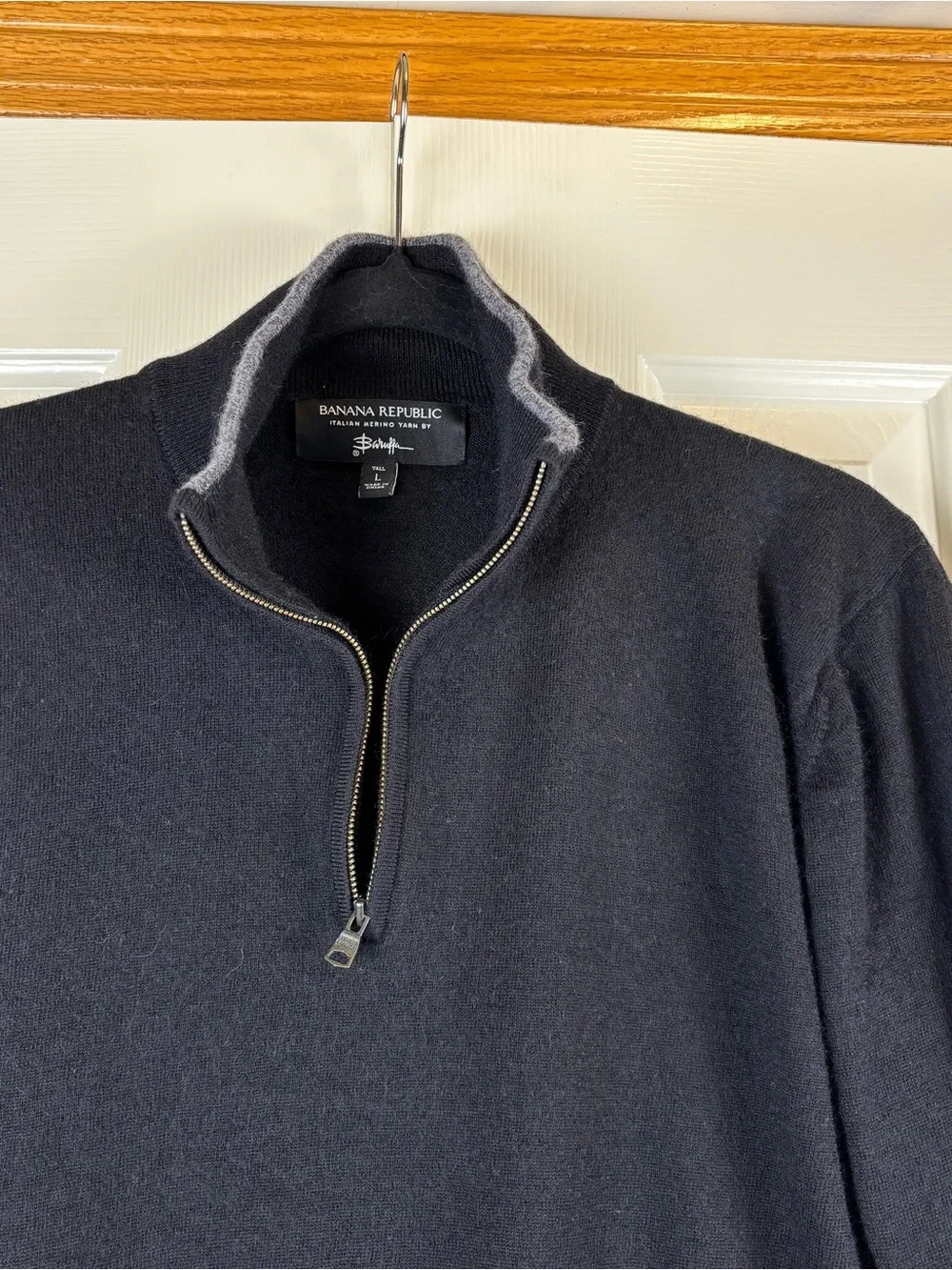 Banana Republic Men’s 100% Merino Wool Baruffa Italian Quarter Zip Sweater